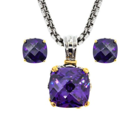 Two Pcs Set Earring Necklaces Amethyst wholesale jewelry 