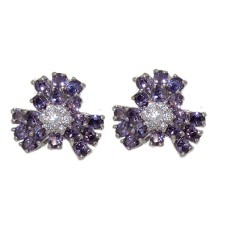 Cz Flower Earring Special 1 inch Amethyst Crystal