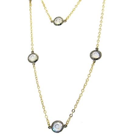 MX Two Tone Gunmetal And Gold Necklace set with Cz's 
