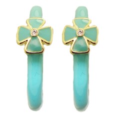 Turquoise MX Wholesale Enamel Hoop Earrings with Crystal