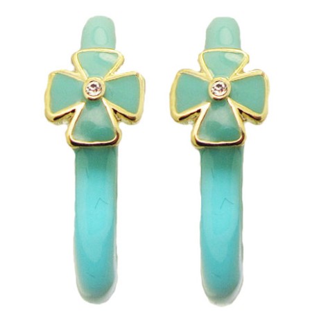 Turquoise MX Wholesale Enamel Hoop Earrings with Crystal