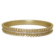 Gold MX Signature Bangle Bracelet set w Czs