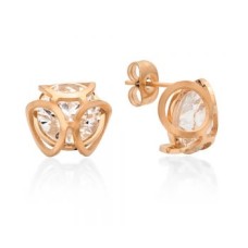 18kt Rose Gold Plated Stainless Steel Stud Earrings With CZ Stones