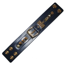Leather Buckle Bracelet in blue with gold plated buckle NWT 