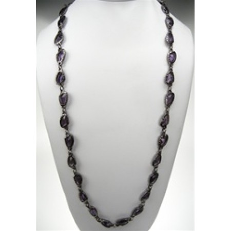 Chico’s Crystal Stone Amethyst and Gun Metal 