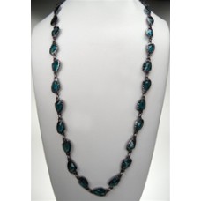 Chico’s Crystal Stone Aqua and Gun Metal Plate Fashion Necklace