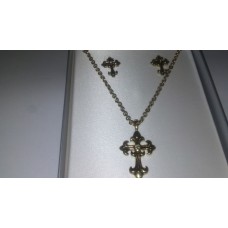 Gold Cross Earring Necklace set