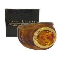 Joan Rivers Brown Lucite Smokey Topaz Boxed NWT 