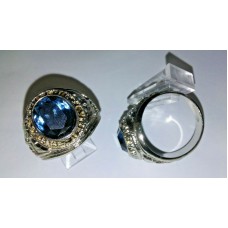 Marine Ring with deep green crystal stone set in Heavy Rhodium 