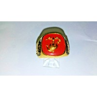 Marine Ring with Red and Gold Military insignia 