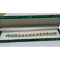 Suzanne Somers CZ Tennis Bracelet Two Tone Peridot Green and White 