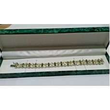 Suzanne Somers CZ Tennis Bracelet Two Tone Peridot Green and White 