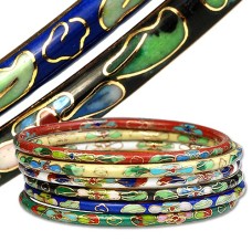 Cloisonne Bracelets BLACK WHITE or BLUE