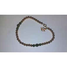 Gold Filled Beads and Genuine Green Jade Bracelet