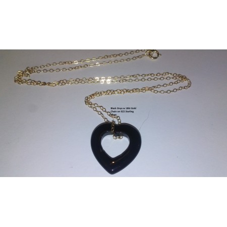 Genuine Black Onyx Heart Pendant
