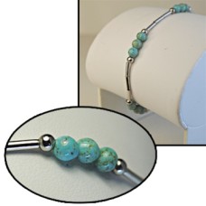 Genuine Turquoise and Sterling Silver Bead Bracelet