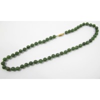 Hand Knotted Green Jade Round Bead Necklace NWT 10 mm 18 inches