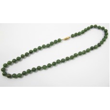 Hand Knotted Green Jade Round Bead Necklace NWT 10 mm 18 inches