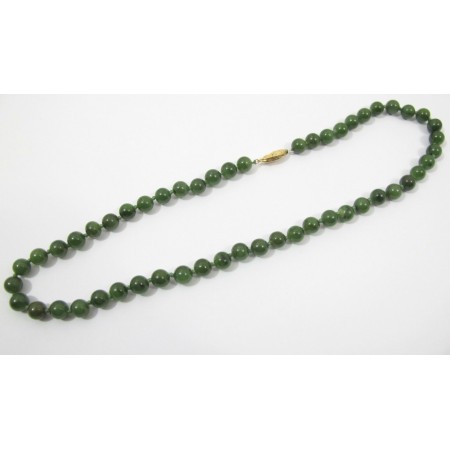 Hand Knotted Green Jade Round Bead Necklace NWT 10 mm 18 inches