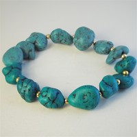 Genuine Turquoise Large Nuggets Bracelet 