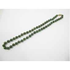 Hand Knotted Green Jade Round Bead Necklace NWT 8 mm 24 inches