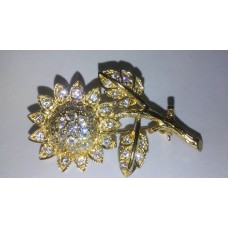 Sun Flower Brooch in 925 Sterling Silver 24 Kt Yellow Gold Vermeil