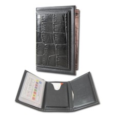 Men’s Billfold Classic Black Crocodile Print three fold wallet