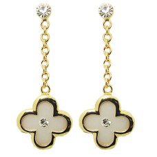 Cz And Gold earring with white mother of Pearl