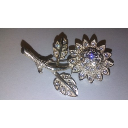 Sun Flower in 925 Sterling Silver Brooch