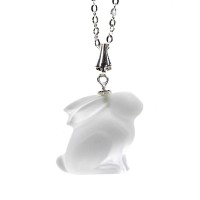 Frosted Crystal Bunny Rabbit Necklace Genuine Swarovski Crystal