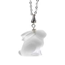 Frosted Crystal Bunny Rabbit Necklace Genuine Swarovski Crystal