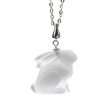 Frosted Crystal Bunny Rabbit Necklace Genuine Swarovski Crystal