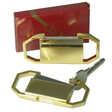 Center Push Key Ring in Gold plate