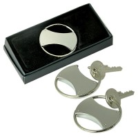 Circle Double Sided Key Ring in Chrome plate