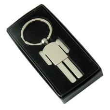 Man Figure Key Ring with Brushed metal body is chrome