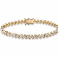 Cubic Zirconia Heavy Yellow Gold plate Tennis Bracelet