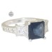 925 Sterling Silver Ring Large Square Cut Center Stone Sapphire Blue Crystal