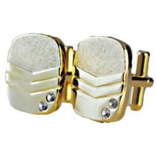 Mens Gold Plate Cuff Links Cubic Zirconia 