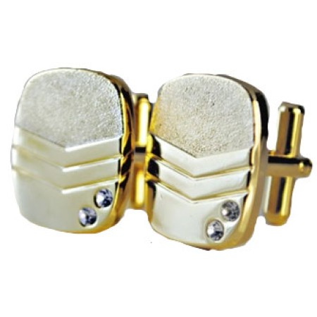 Mens Gold Plate Cuff Links Cubic Zirconia 
