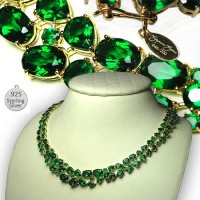 Suzanne Somers gold emerald necklace