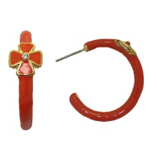 Orange MX Wholesale Enamel Hoop Earrings with Crystal