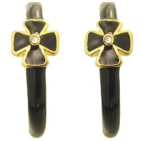 Black MX Wholesale Enamel Hoop Earrings with Crystal