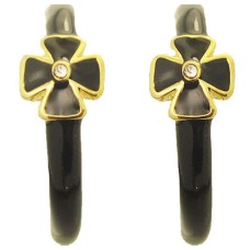 Black MX Wholesale Enamel Hoop Earrings with Crystal
