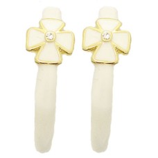 White MX Wholesale Enamel Hoop Earrings with Crystal