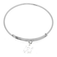 Expandble Bracelet in Sterling Plate And Sterling Charm KISSING KIDS