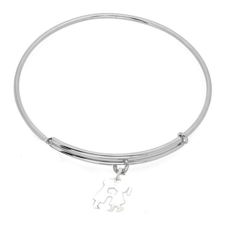 Expandble Bracelet in Sterling Plate And Sterling Charm KISSING KIDS