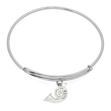 Expandble Bracelet in Sterling Plate And Sterling Charm french horn