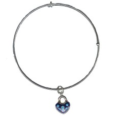 Expandble Bracelet in Sterling Plate And Sterling Charm Padlock