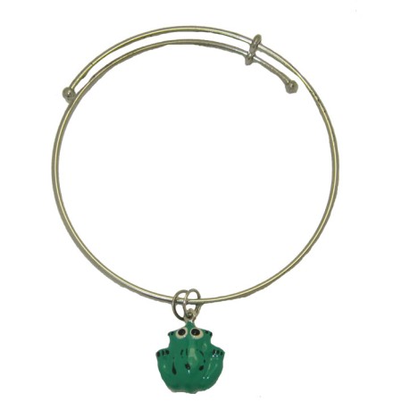 Expandble Bracelet in Sterling Plate And Sterling Charm Frog