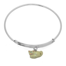 Expandble Bracelet in Sterling Plate And Sterling Charm